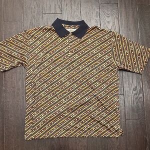 Natural Issue Golf Patterened Vintage Polo Shirt 100% Cottin Size Large